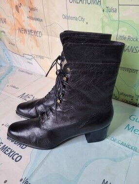 Ros Hommerson Black Lace-Up Leather Ankle Boots